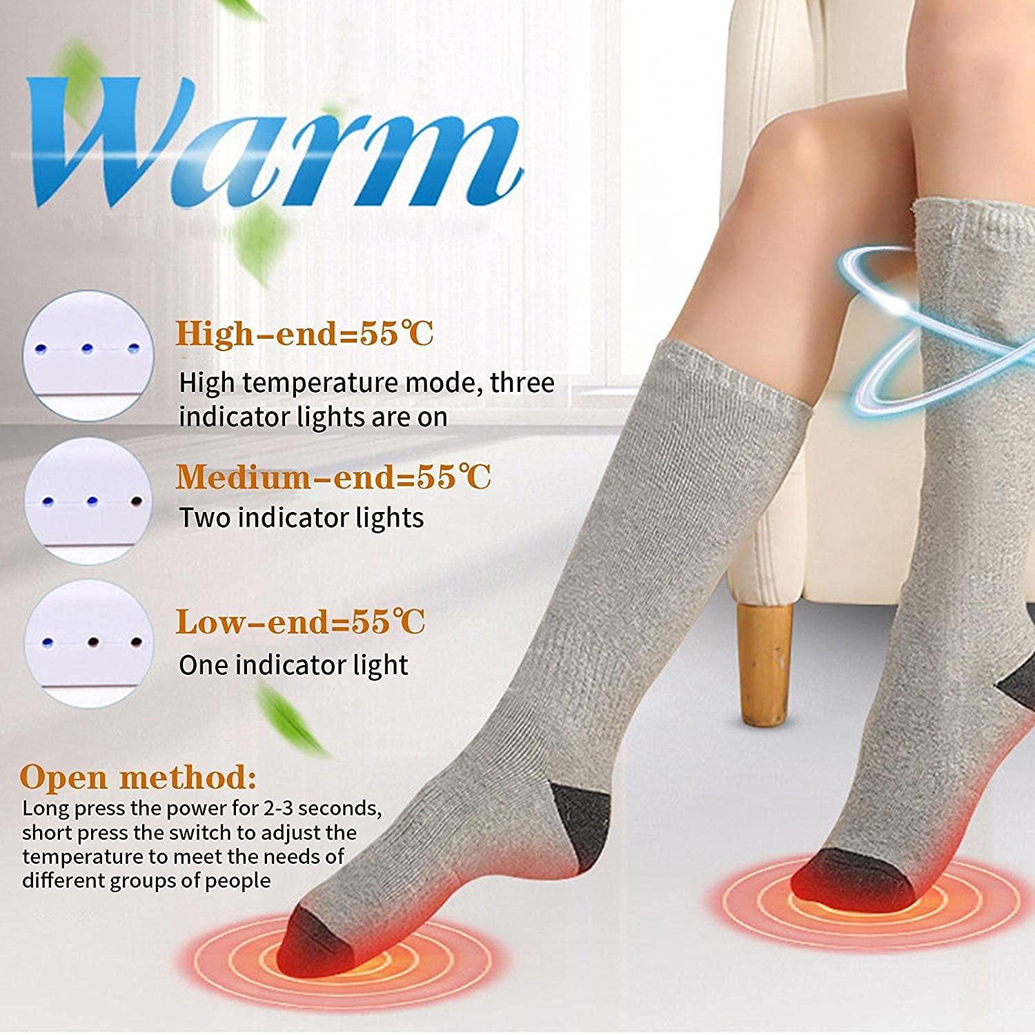Chaussettes chauffantes avec télécommande, Chaussettes électriques Rechargeables à Piles, 3 réglages de Chauffage Chaussettes Thermiques pour Homme Femme par Temps Froid Hiver Chasse Ski
