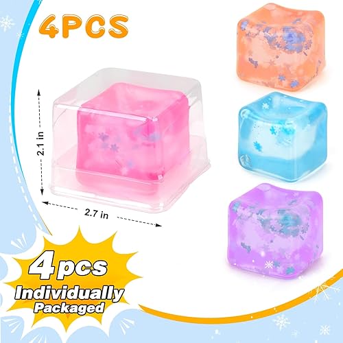 Miniatura 2 de Cubo de hielo Fidget Toy para todas las edades paquete de 4 cubos suaves sensoriales Fidget cubo de hielo bola de estrés Squishy Cube Juguetes para