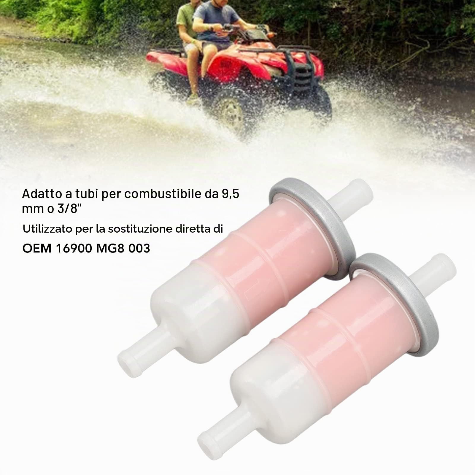 2 Pezzi Filtro Carburante Universale, 9,5mm 10mm Filtro Benzina 3/8 Pollice Elemento Lavabile Carburante Moto Filtro Liquido Gasolio per CBR600 VT600 NT650 VFR700 ST1100 VT1100 GL1200 GL1500