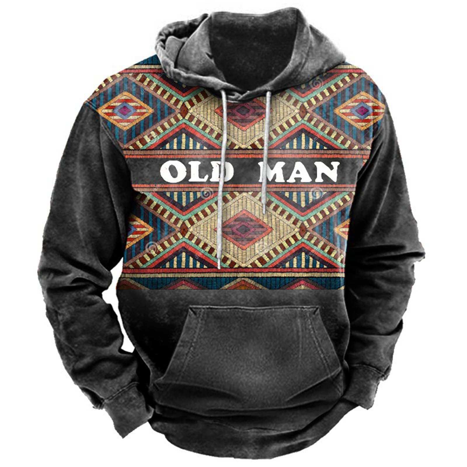 Aymnloxmens Hoodies Ethnic Print Graphic Hooded Sweatshirt Causal