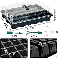 Vista 3 de Halatool Paquete de 5 bandejas de iniciación de semillas negras con cúpula de humedad, bandejas de inicio de semillas reutilizables, kit