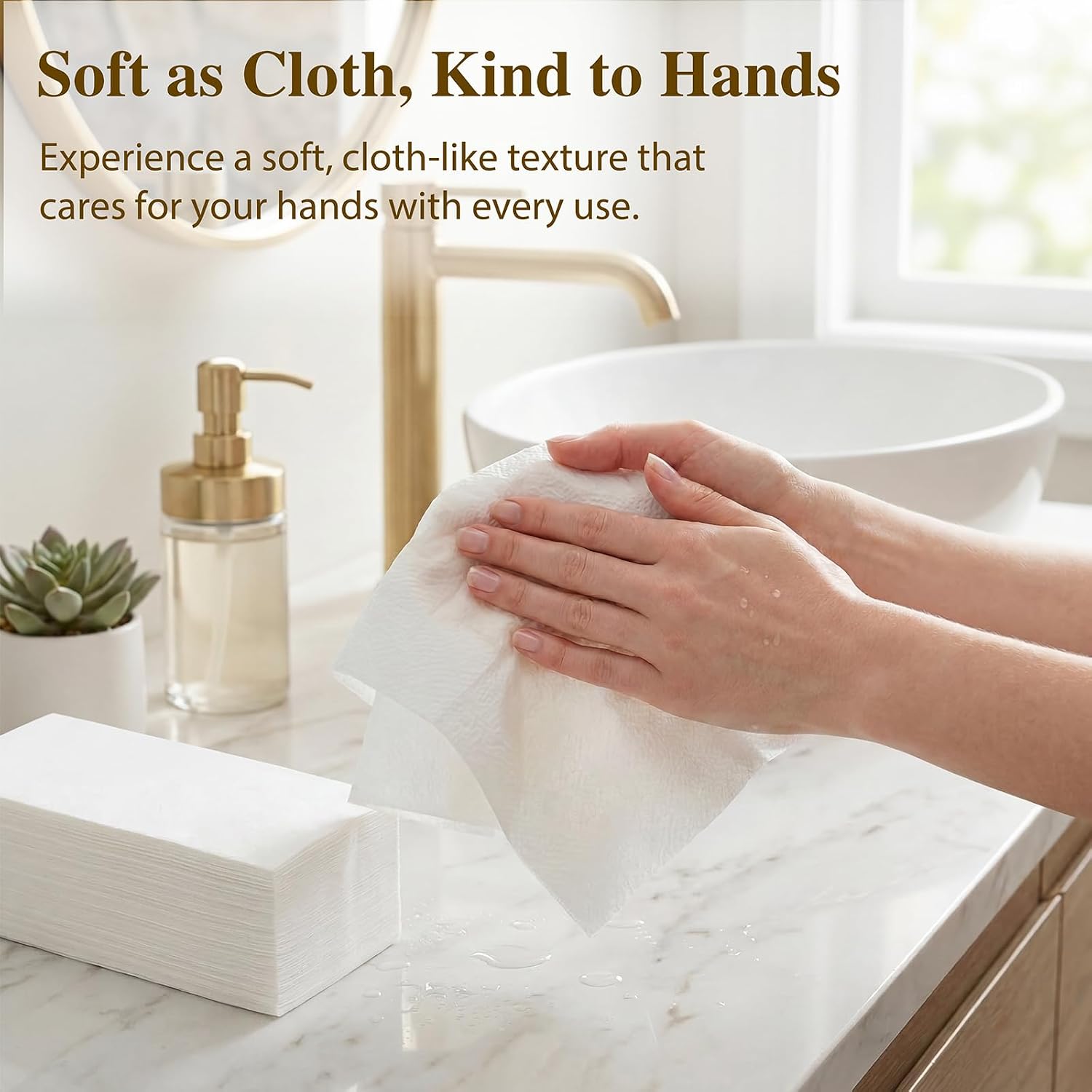 120 Pack Disposable Paper Hand Towels for Bathroom, Linen-Feel 12" x 17" Single-Use Bathroom Napkins for Guests, Disposable Cloth-Like Hand Tissue Paper, 55 GSM, White
