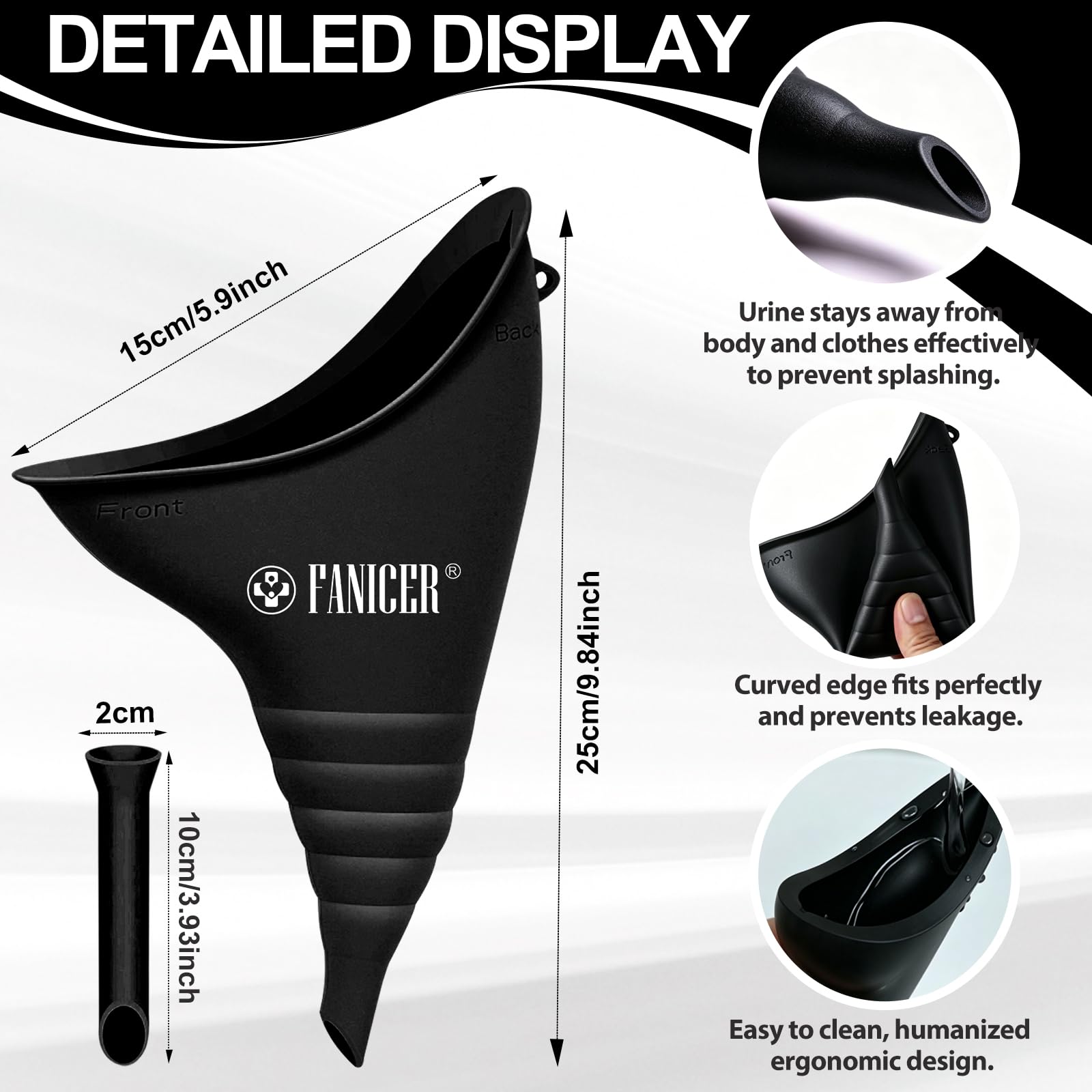 Portatif Urinoir Femme, Urinoir Réutilisable à Entonnoir en Silicone, avec Tube d'extension, Urinoirs pour Femme Pliable en Portable, pourCamping, Toilettes pour Camping, Randonnée, Vacances