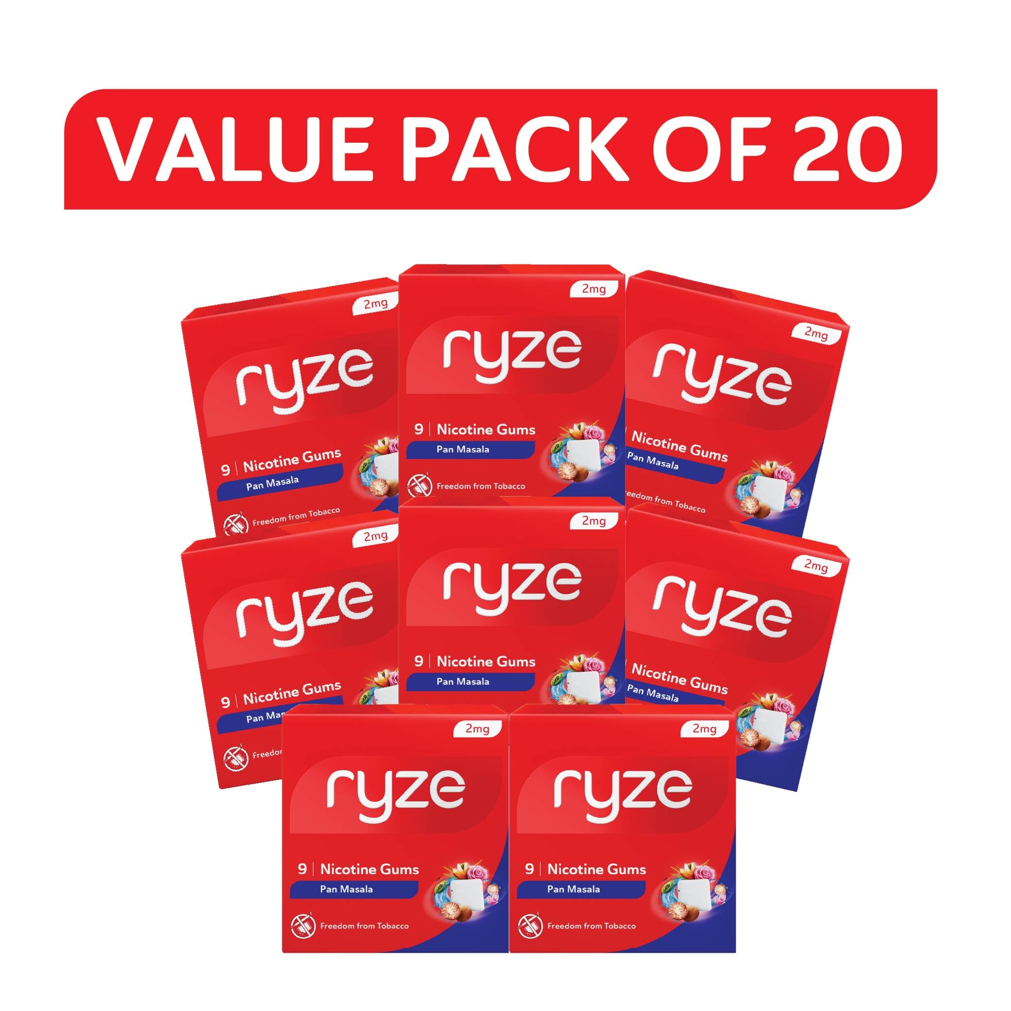 Buy RYZE Nicotine Gum 2mg | Pan Masala | Soft Chew, Easy on Throat, Sugar  Free | Quitting Smoking & Chewing | Smoking Cessation