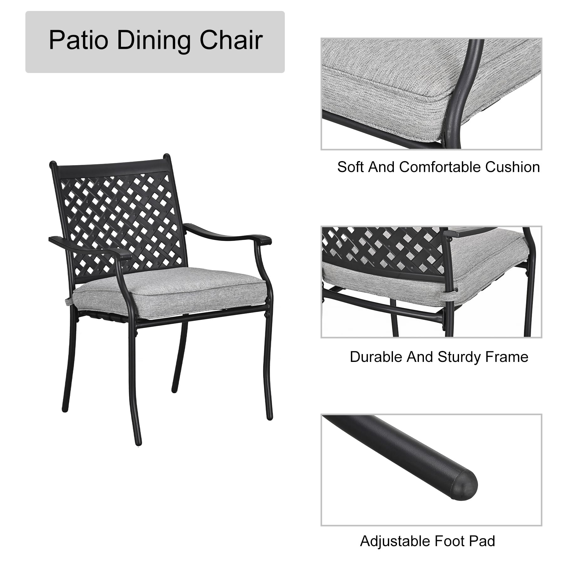 LOKATSE HOME Quadratischer Außentisch – Metallgestell, Holzoptik Tischplatte – 64x64x42 Cm, Braun-schwarz