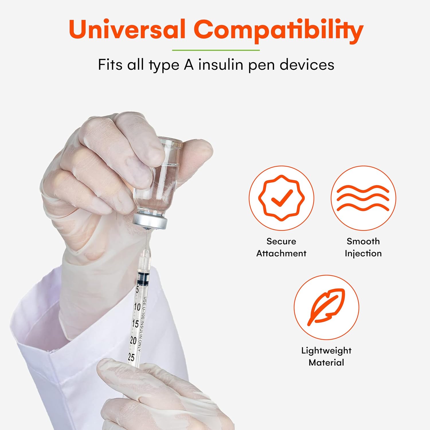 Care Touch Insulin Syringes - 28g 5/16" - 8 mm 1 cc (Pack of 100) (Package may Vary)