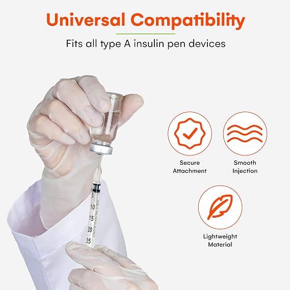 Care Touch Insulin Syringes - 28g 5/16 - 8 mm 1 cc (Pack of 100) (Package may Vary)
