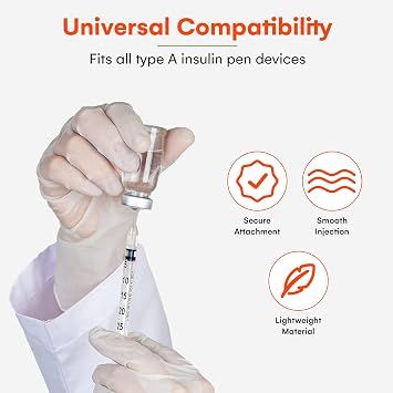 Care Touch Insulin Syringes - 28g 5/16 - 8 mm 1 cc (Pack of 100) (Package may Vary)