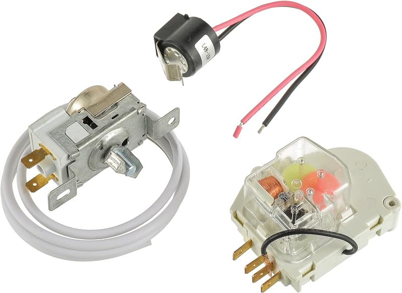 Upgraded 2198202 Cold Control Thermostat W10822278 Defrost Timer | W10225581 Bimetal Thermostat Refrigerator Defrost Complete Kit Replacement for Whirlpool Kenmore Refrigerators
