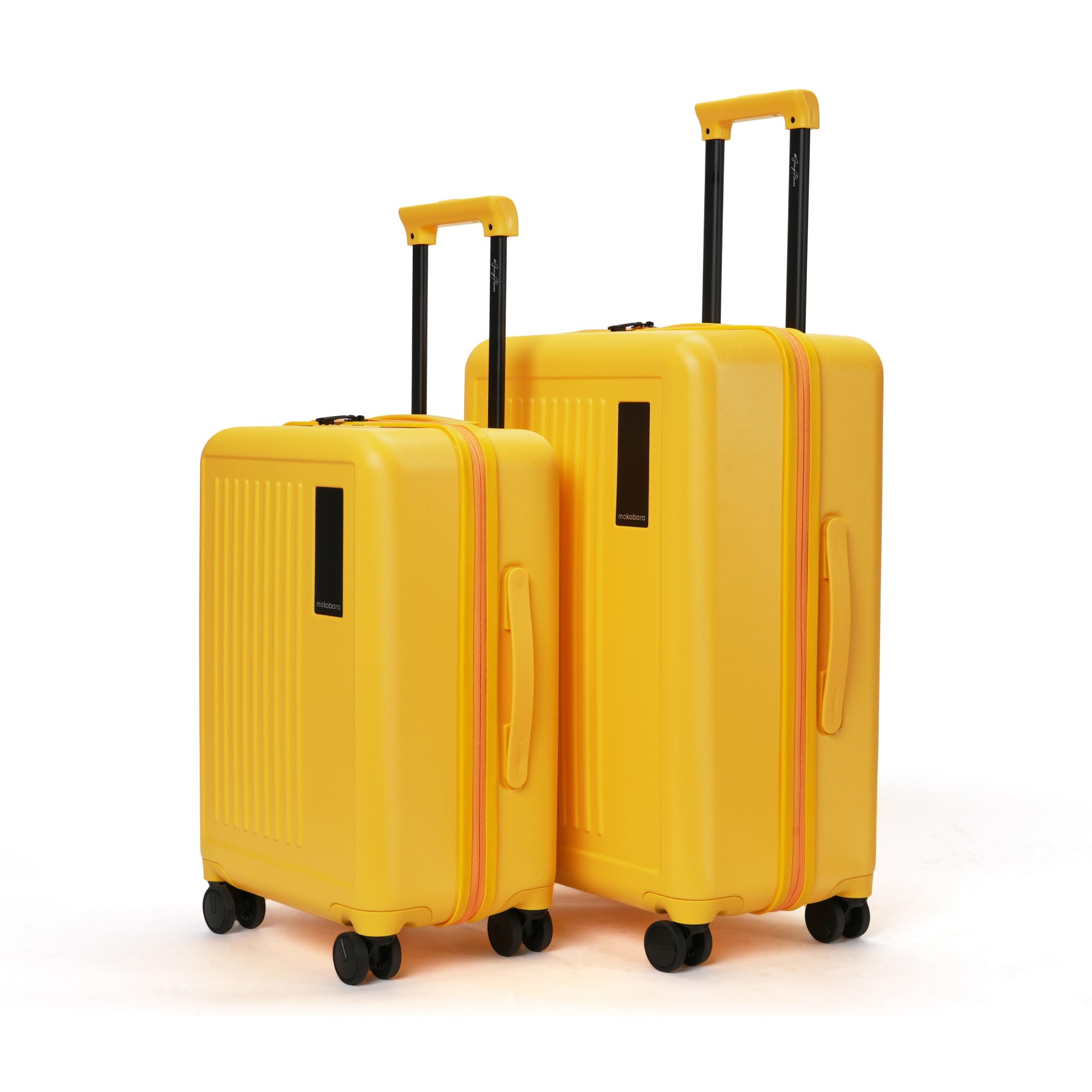 MOKOBARA Transit Set of 2 Luggage Trolley Bag,Cabin(40L)+Check-in(65L),Lightweight Polycarbonate Hardshell,360°Silent Wheels,TSA Lock,Premium Zipper,Suitcase for 18-21 Day Travel,Yellow(Summer)