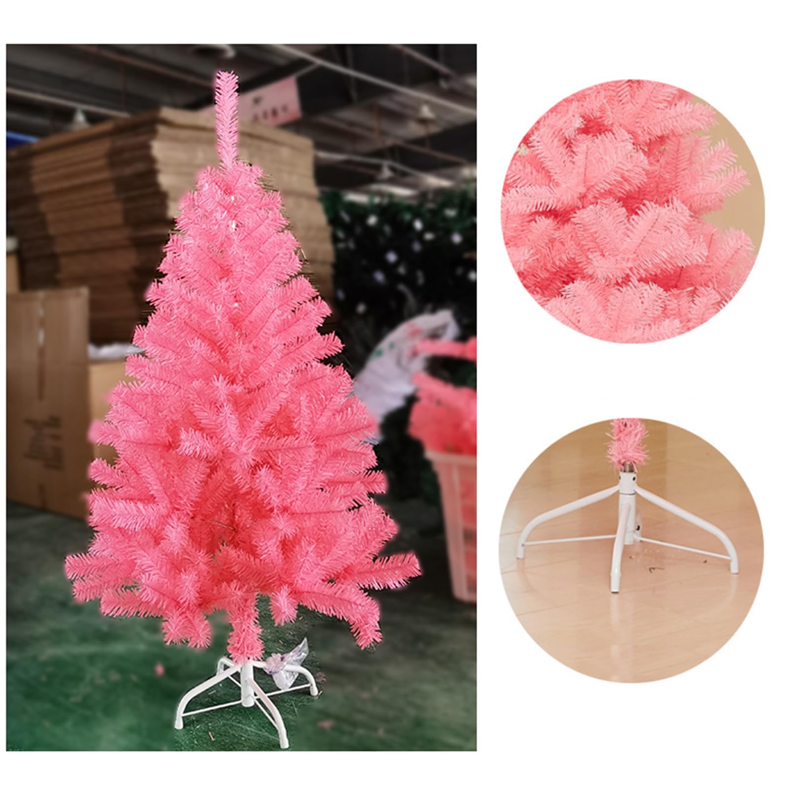Generico Albero di Natale Artificiale Rosa con Supporti in Metallo, Facile da Montare, Perfetto per la Decorazione Festiva Interna ed Esterna(Height:150cm(59.0inch), Pink)