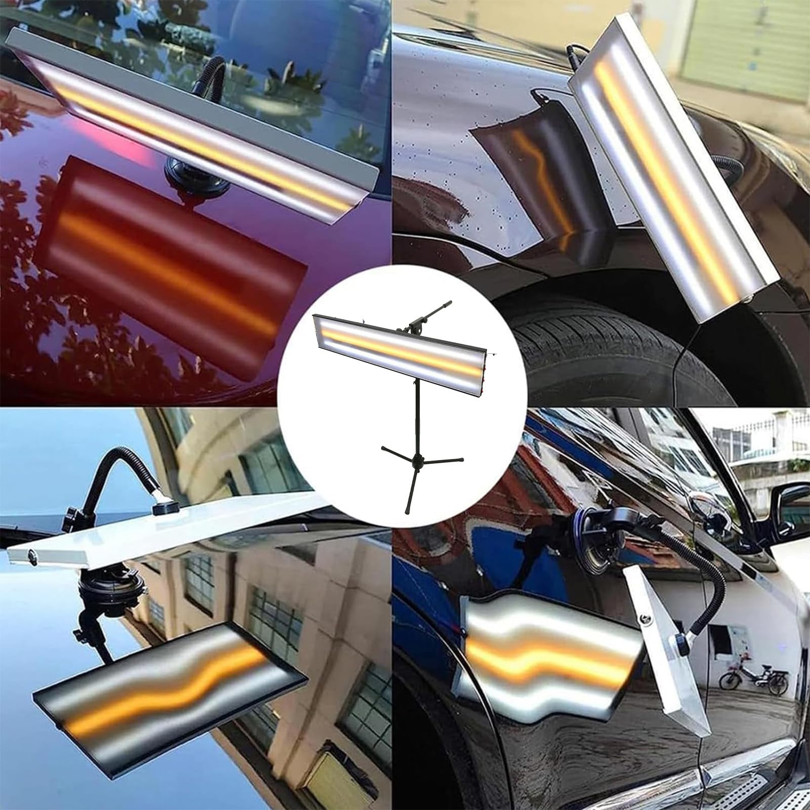 FAXIOAWA Énorme Panneau réflecteur PDR, Lampe de détection de débosselage de Voiture, Support réglable, Outils de débosselage sans Peinture, lumière de nivellement LED pour réparation de Bosses