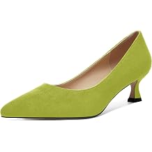 ROSERWISH Womens Slip On Casual Office Suede Pointed Toe Elegant Kitten Low Heel Pumps Dress Shoes 2 Inch
