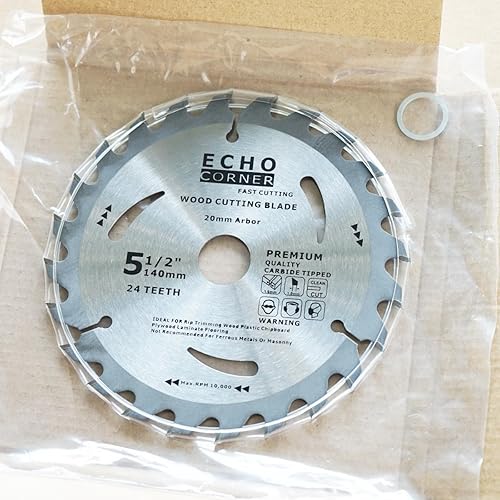 Miniatura 7 de Echo Corner Hoja de sierra circular de corte de madera de 5-12 pulgadas para madera, corte fino 24T40T, eje de 0.787 in, arandela de 58 pulgadas y