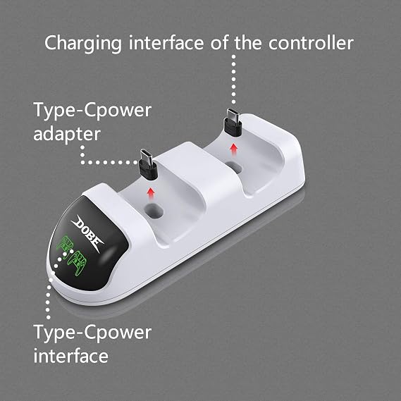 PS5 Controller Charger Station Dual Charging Dock - LED Indicator USB-C Stand with Overcharge Protection - Compact PlayStation 5 Charging Base for DualSense Controllers & Gaming Setup