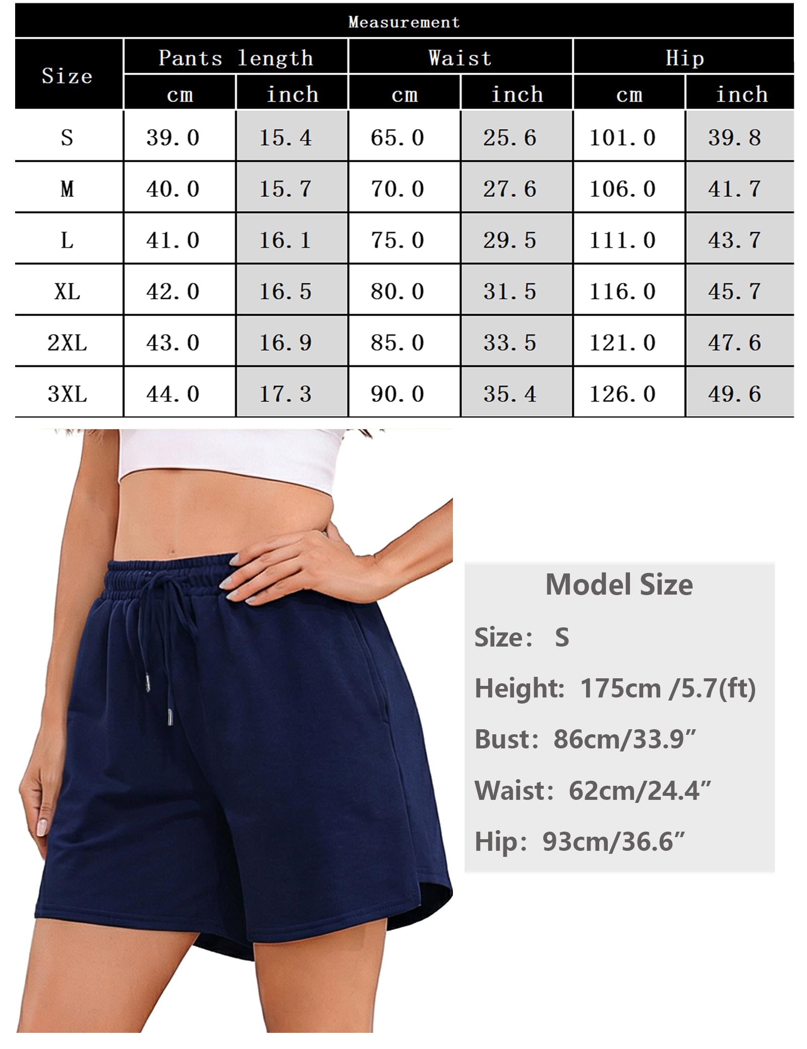 Litherday Shorts Mujer Algodón Verano Deportivos con Bolsillos y Cintura Elástica Suaves y Transpirables para Yoga Correr Casa S-XXL