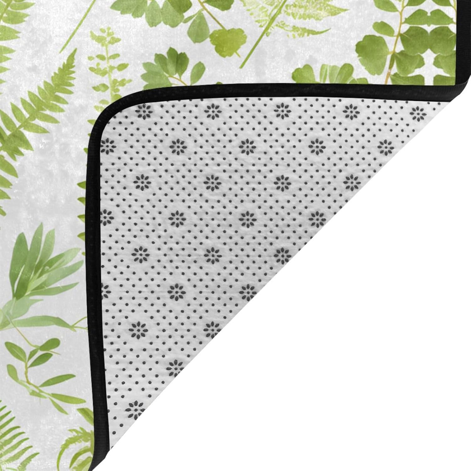 Natural Plant Silhouette Fern Leaf Picture Anti-Slip Floor mat Carpet Rug 72"x48" for Living Room Office Coffee Table Bed Balcony