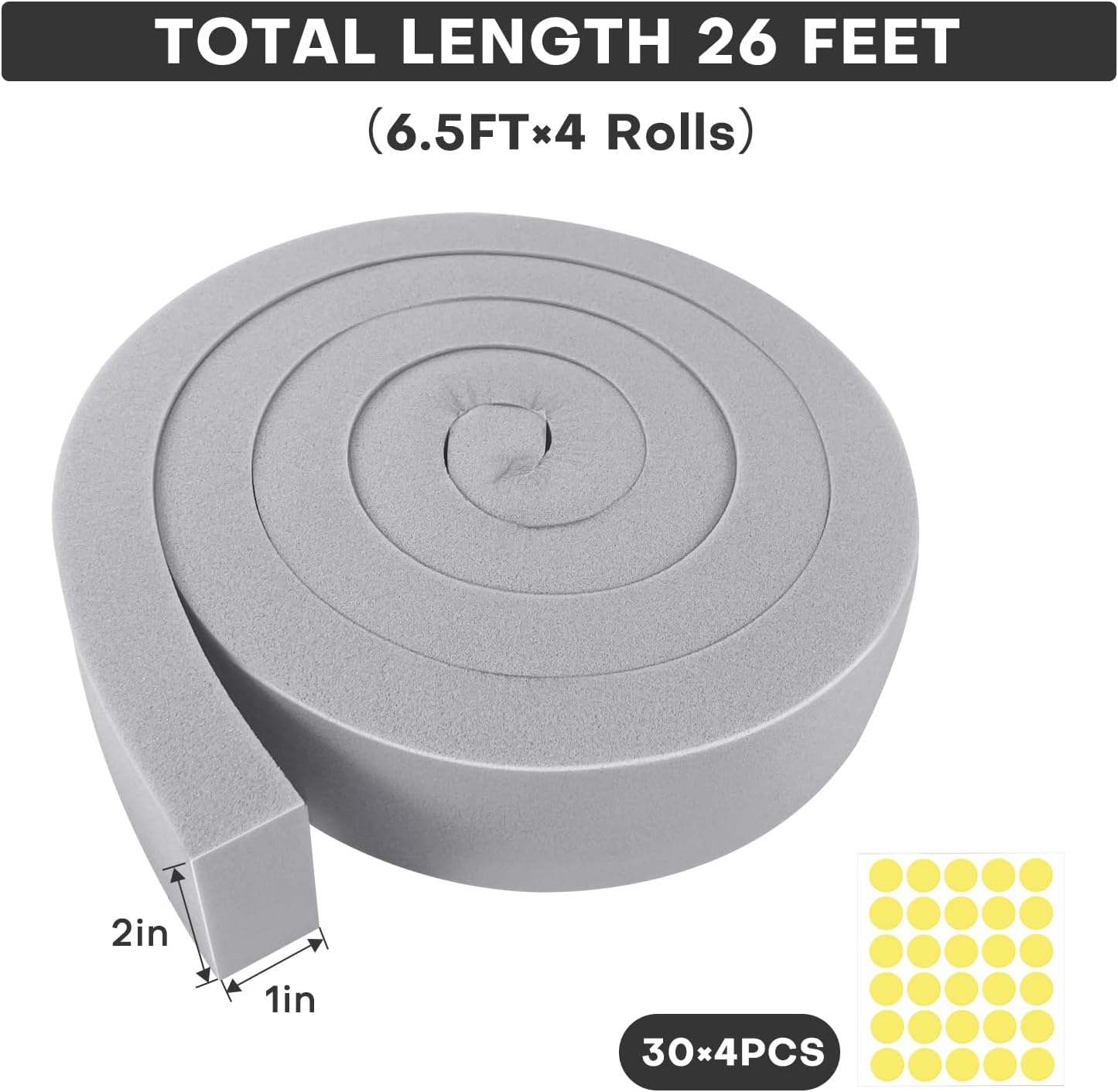 AC Window Seal Kit with Adhesive - 4Pcs Gray Foam Insulation Strips 2"x1"x6.5Ft,Air Conditioner Foam for Window Units, Energy Saving & Dustproof