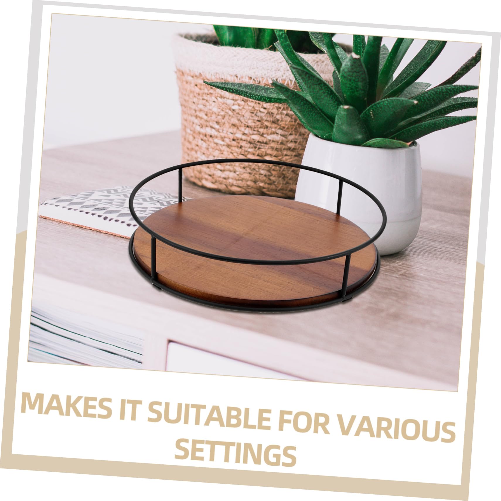SECFOU Organizador Giratorio Movimiento Suave de Madera Natural Redondo y Diseño Compacto para Cocina Adecuado para Especias y Almacenamiento en Mesa o Encimera