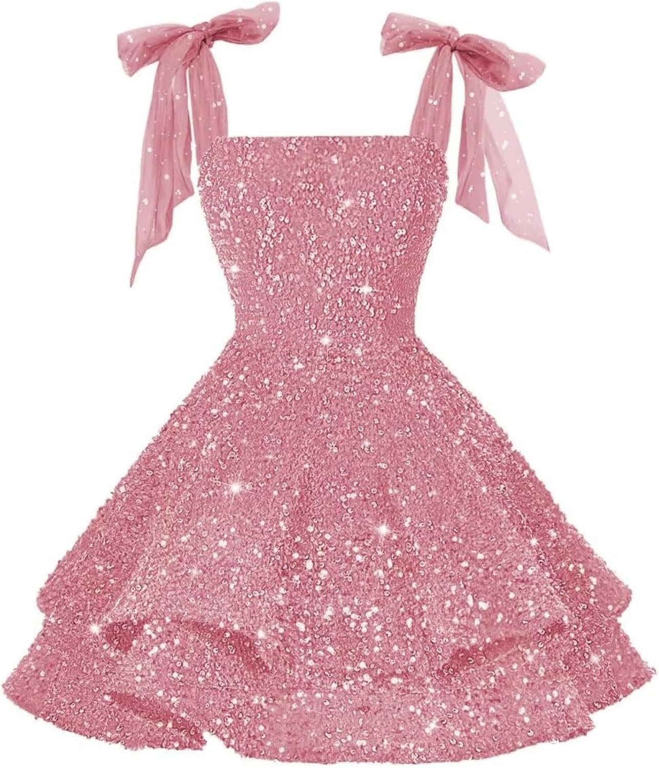 GATMAHE Sparkly Sequin Short Homecoming Dresses 2026 Sequin Short Prom Dress Bow Cocktail Party Dresses