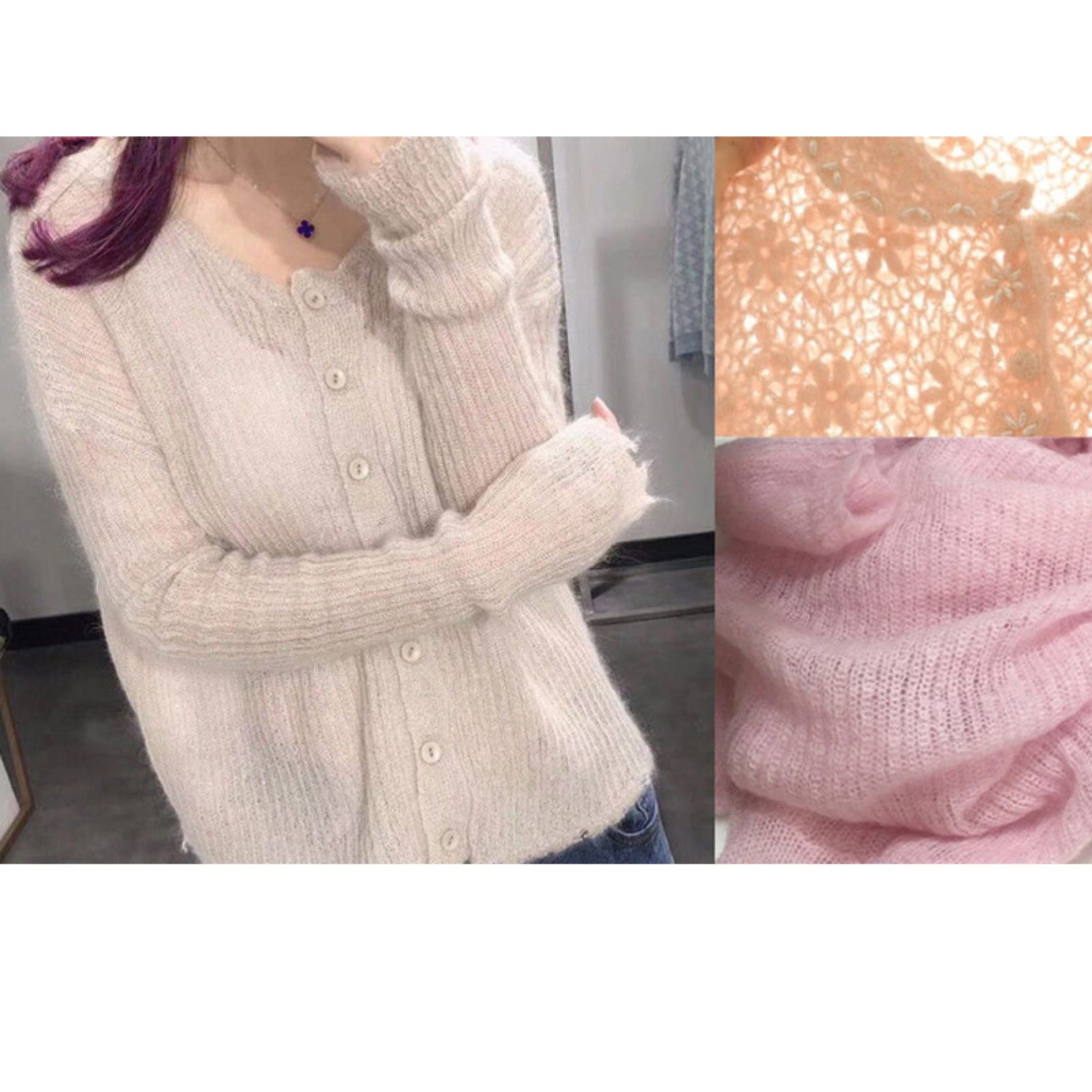 Hilo de Cachemira y Mohair 50 g, 2 ovillos Lana Suave Seda for Tejer Chal, suéter Crochet(A)
