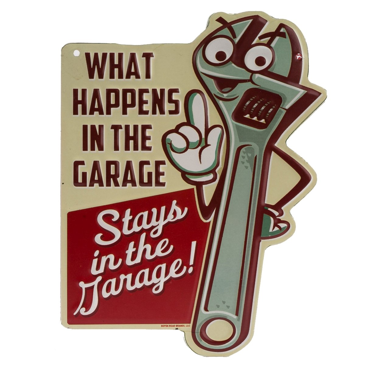 What Happens in the Garage Embossed Metal Sign - Funny Garage Sign - Great Gift Idea
