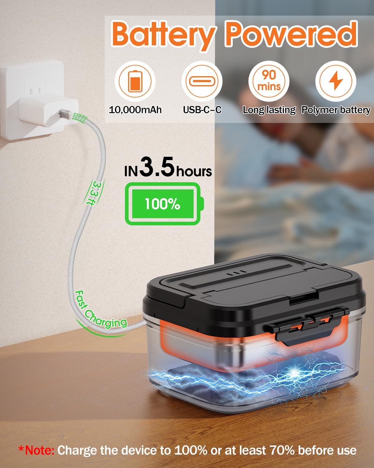 Cordless Electric Lunch Box for Adults – Battery-Powered Heated Lunch Box with 1.2L Stainless Steel Container, Timer Function, and Leak-Proof Food Warmer for Work, Travel & Office - Image 5