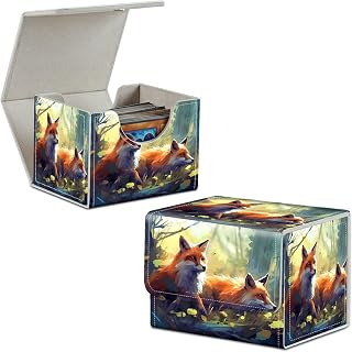 Wild Foxes Card Deck Box Trading Cards with Strong Magnet Commander Deck Box Card Storage Box Magic Premium Card Storage Box Case Cover for TCG CCG Magic Cards