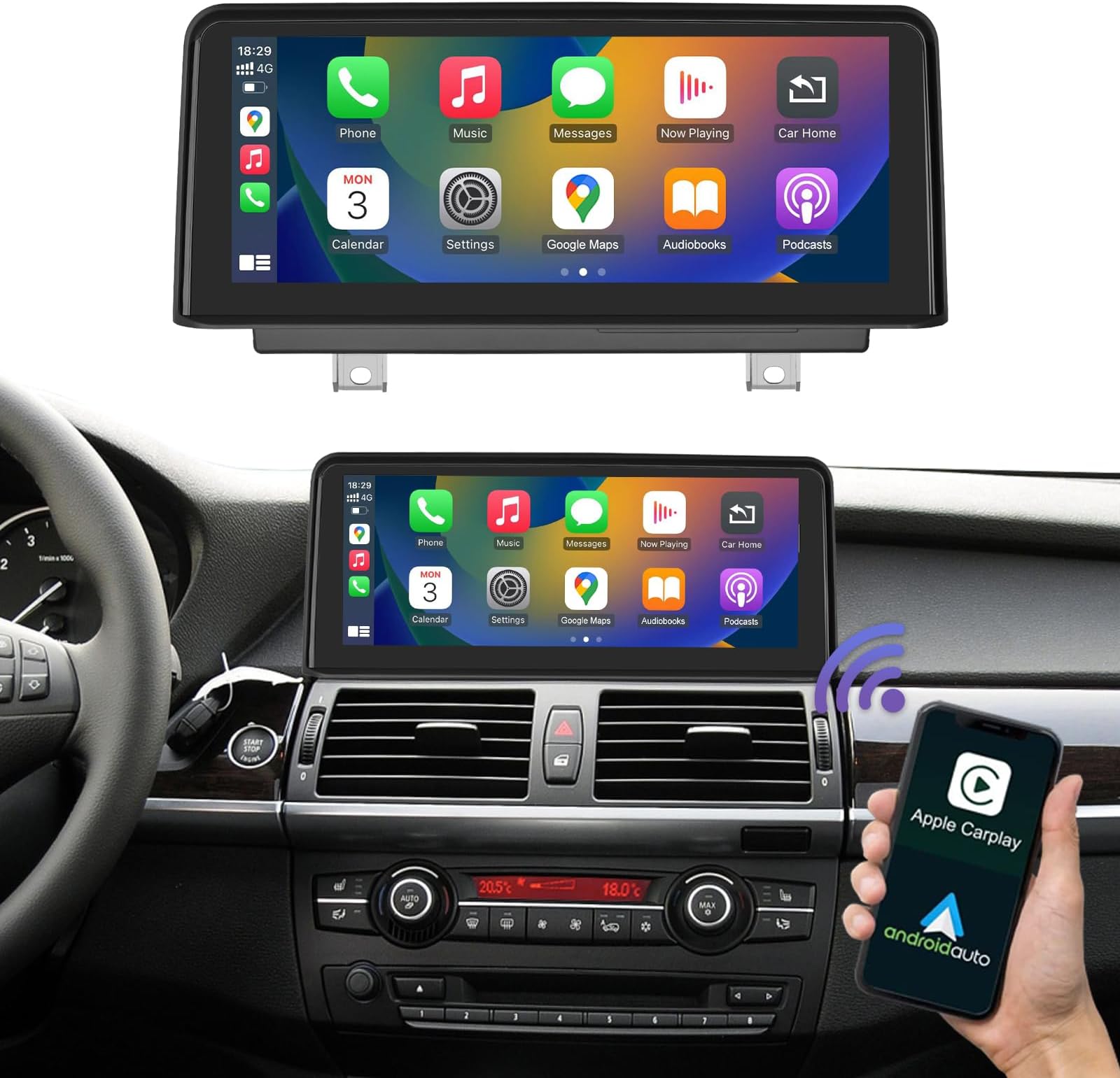 Road Top 10.25 Inch Car Touchscreen Wireless CarPlay Android Auto for BMW X5 X6 Series E70/E71 2009-2014 Year with CIC System, Car Stereo Multimedia Radio Receiver