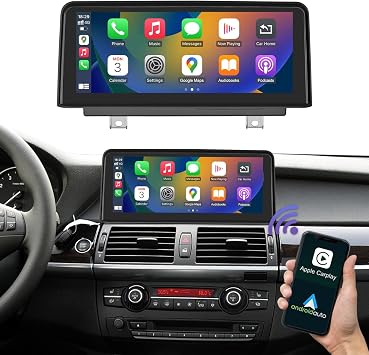 Road Top 10.25 CarPlay Screen for BMW X5 X6 E70/E71 2009-2014 CIC System, Linux Touchscreen Display Retrofit, OEM Integration Car Stereo Upgrade, Support Wireless Carplay Android Auto