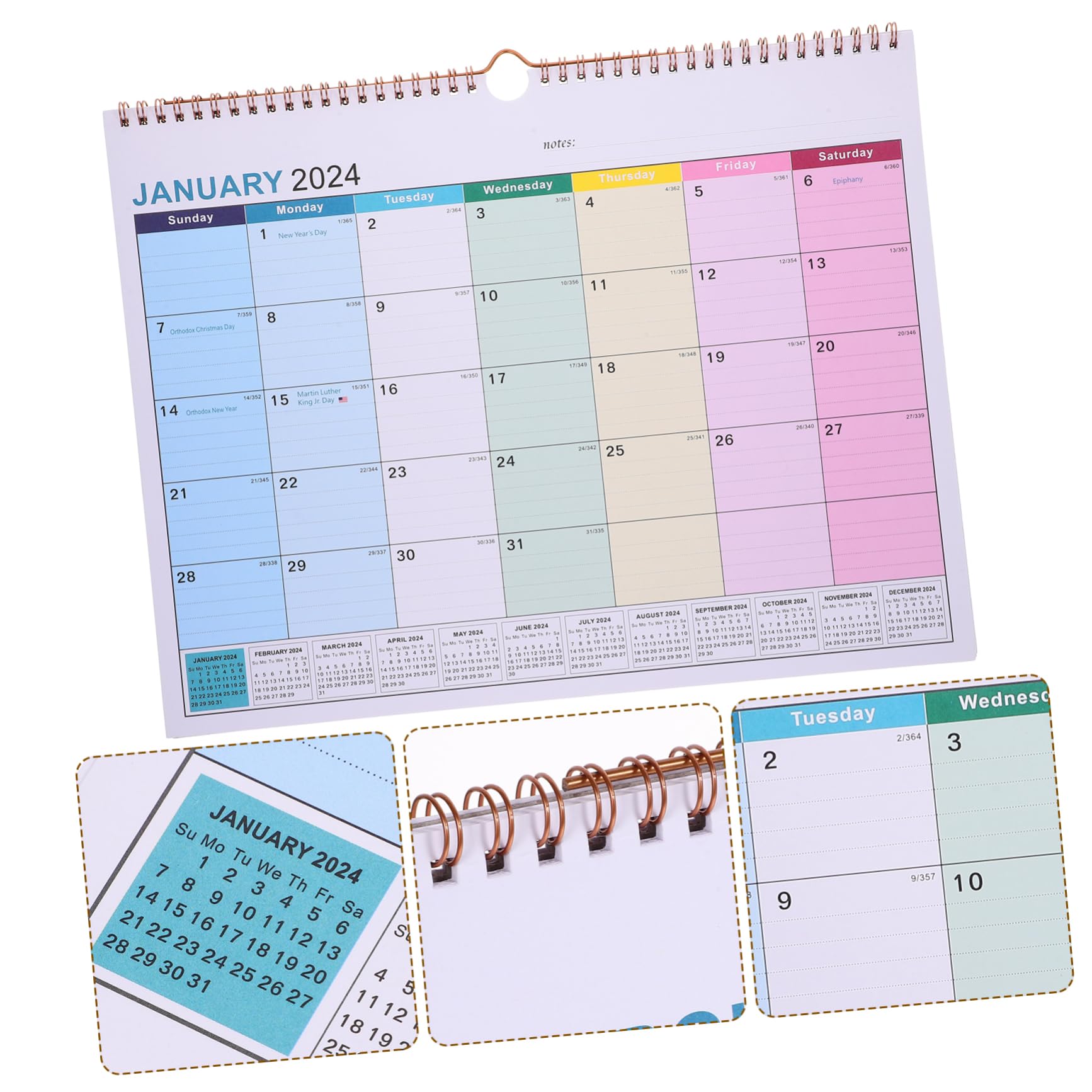 TEHAUX 2stücke Monatlicher Wandkalender Einfacher Englischer Tageskalender Für Büro Und Robust Und Praktisch Platzsparendes Design Und Stilvolles Erscheinungsbild