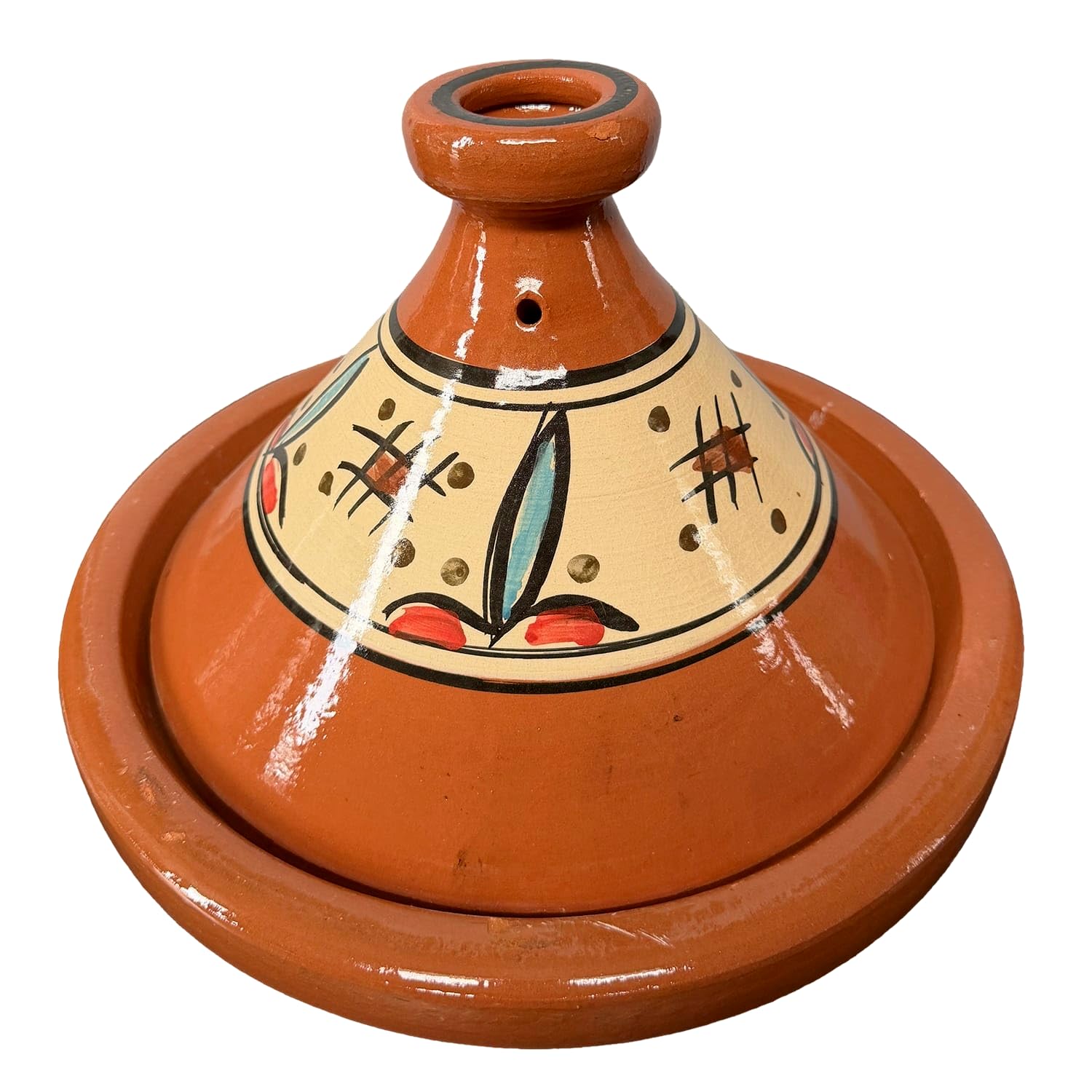 Tajine XL 35 cm Terracotta handbemalt – traditioneller marokkanischer Topf + kostenloses E-Book 0107261108