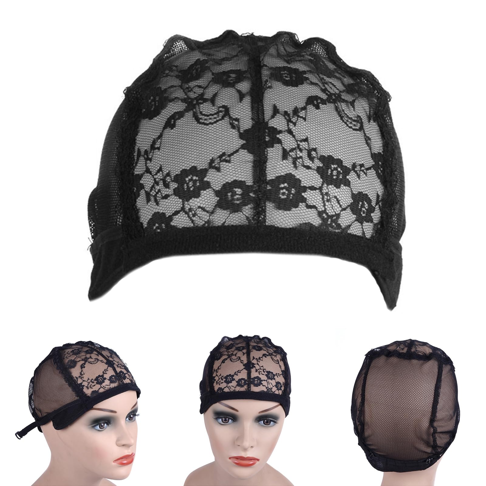 DIMITU 5Pcs Lace Wigs Caps Meshes Design Elastic Adjustable Straps for Comfortable Wigs Making Fashionable Wigs Accessories