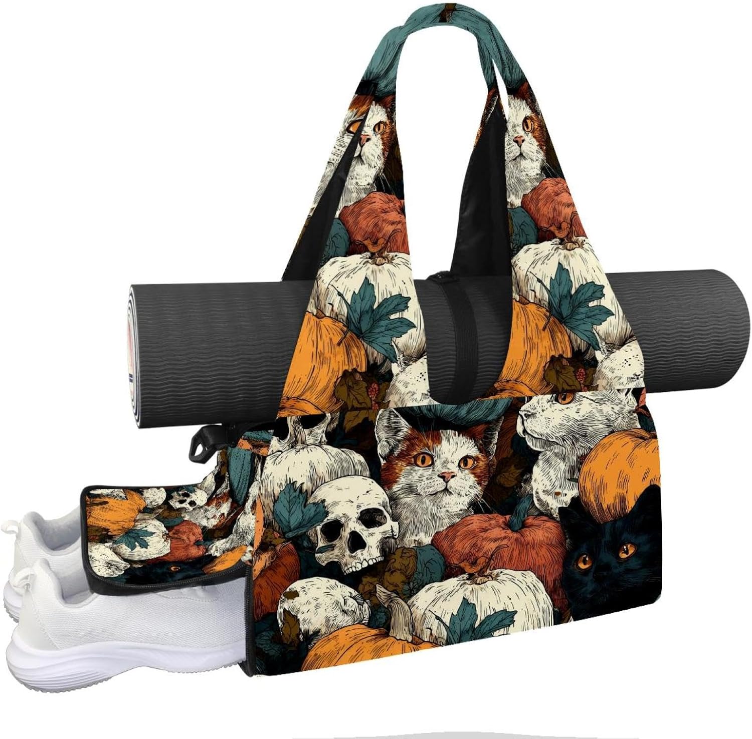 Yoga Mat Bag, Gym Workout Bag with Shoe Compartment, Love Hearts Pilates Bag for Women, Quick Access Storage Yoga Tote Bag for Sports Travel Office