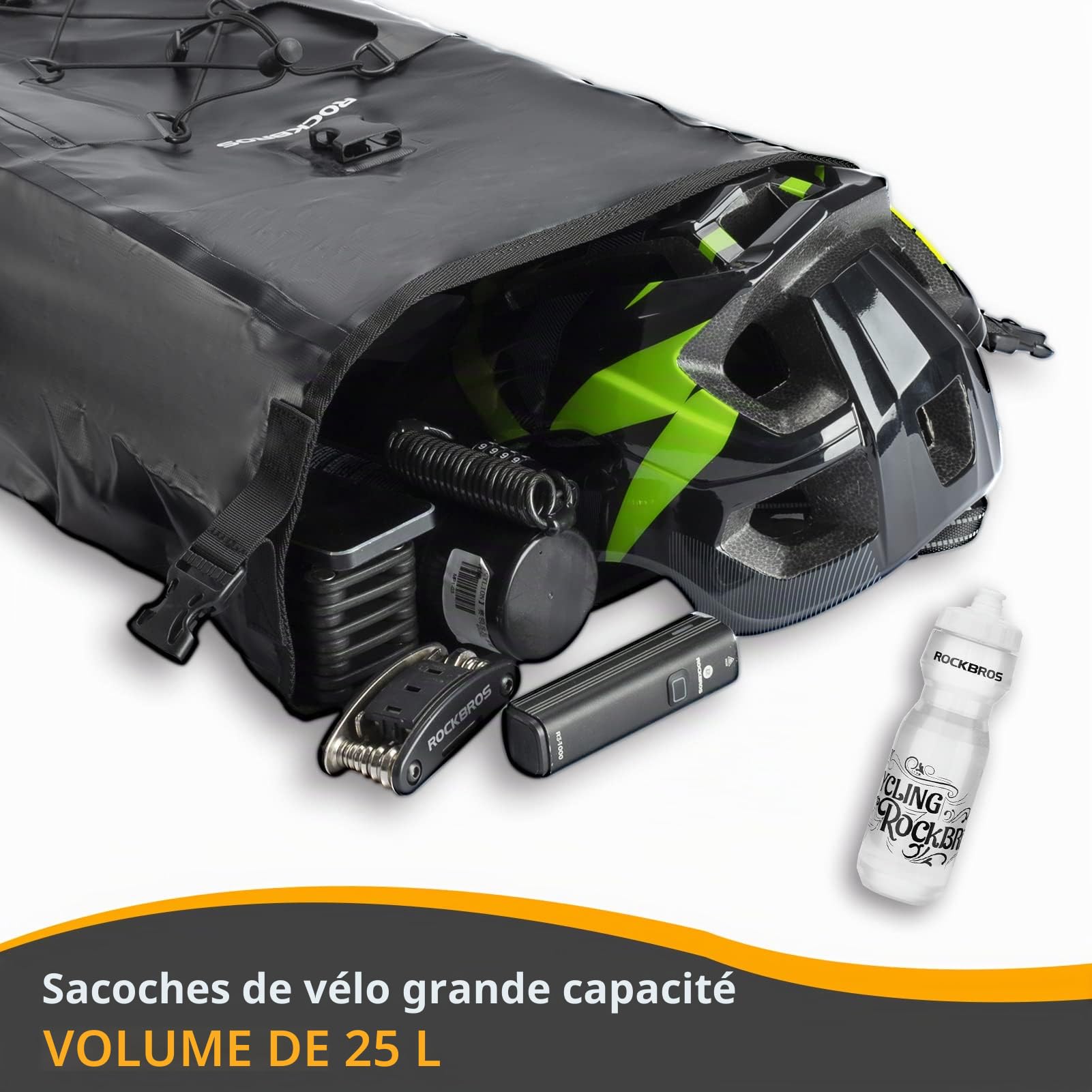 ROCKBROS Sacoche Vélo Porte-Bagage Arrière - 25L Sacoche de Vélo 100% Étanche