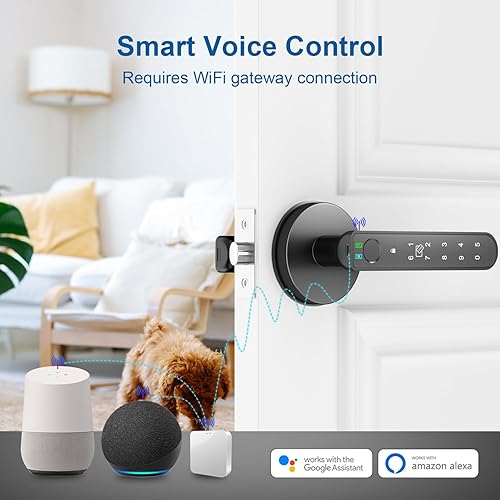 Miniatura 5 de Cerradura de puerta de huellas dactilares, cerradura de puerta de entrada sin llave con control de aplicación, perilla de puerta inteligente con