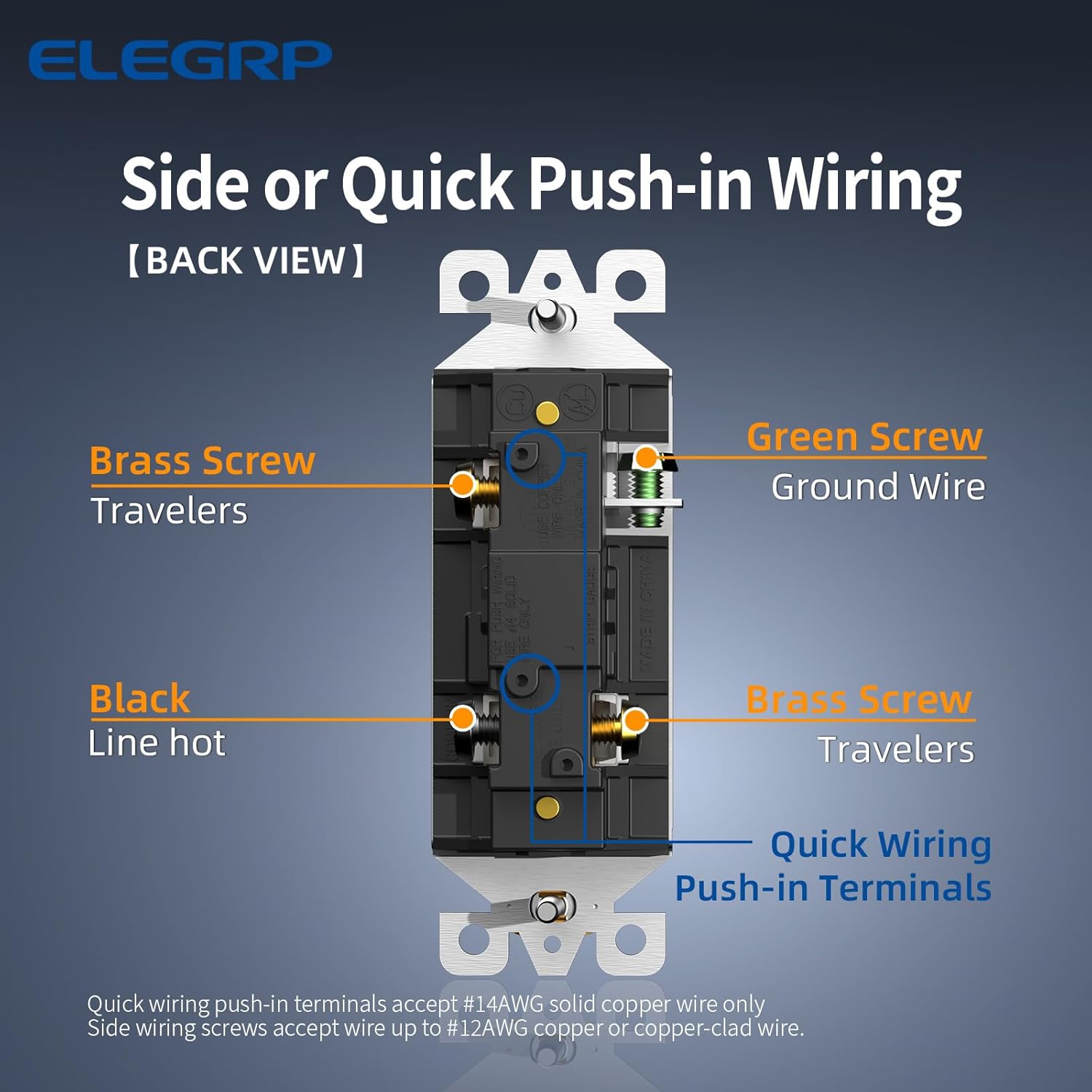 ELEGRP マットグレー 3ウェイデコレータライトスイッチ、15A 120-277V、パドルロッカースイッチ交換、オン/オフウォー