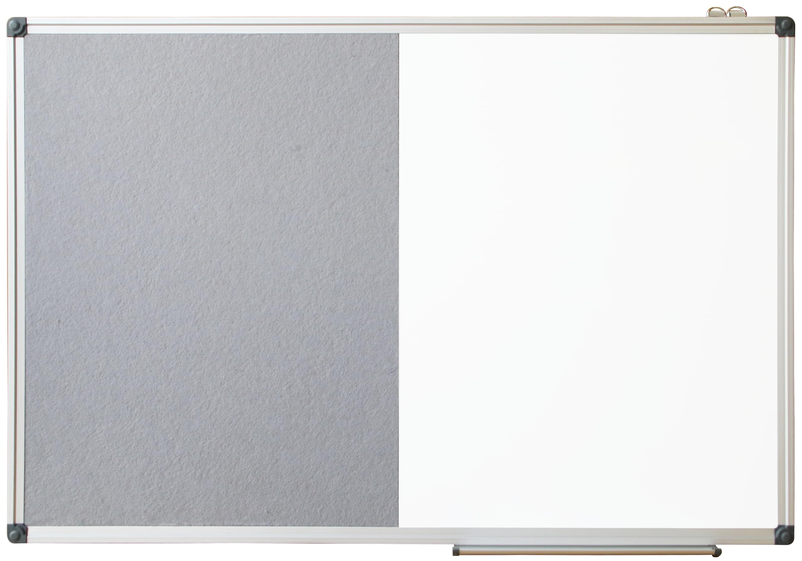 XIWODE Magnetic Whiteboard & Notice Board Felt - 2-in-1 Combination Board: Magnetic Board 60 x 45 cm, White Wipe-Clean Magnetic Board, Felt Wall Including Accessories for Hanging on the Wall for Home