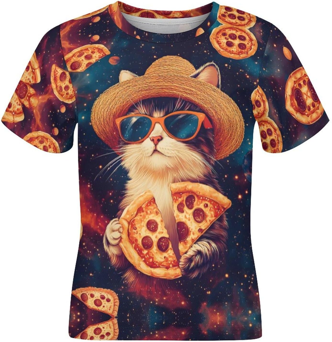 Boys Girls 3D Cat Graphic Printed T-Shirt Kids Summer Cool Crewneck Short Sleeve Tees