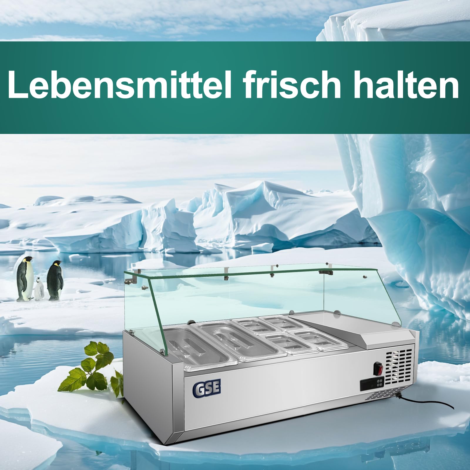 GSE vetrina refrigerata catering 120cm con piano superiore 40L GN 1/6 piano refrigerato Gastro tavolo refrigerato stazione di servizio con vetro Saladette gastro per kebab buffet di insalate