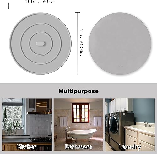 Miniatura 9 de Tapón de silicona para tina, paquete de 4 unidades, tapón de drenaje grande para bañera, cubierta plana para fregadero de cocina, tapón de drenaje,