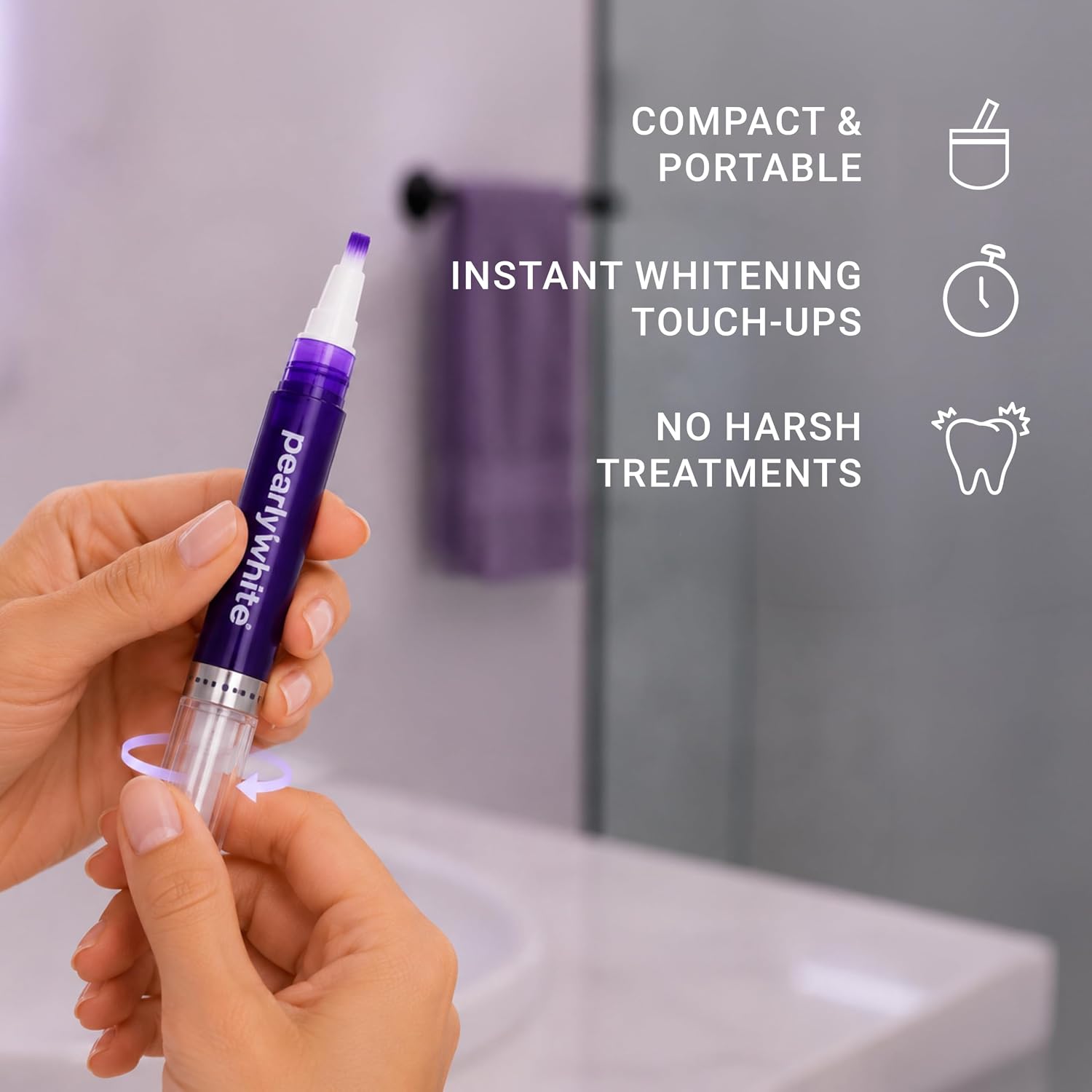 Pearly White V34 Teeth Whitening Pen - 5 ML (Pack of 4), Purple Colour Correcting Whitening Pen, Hydrogen Peroxide, Portable Enamel-Safe Tooth Whitener