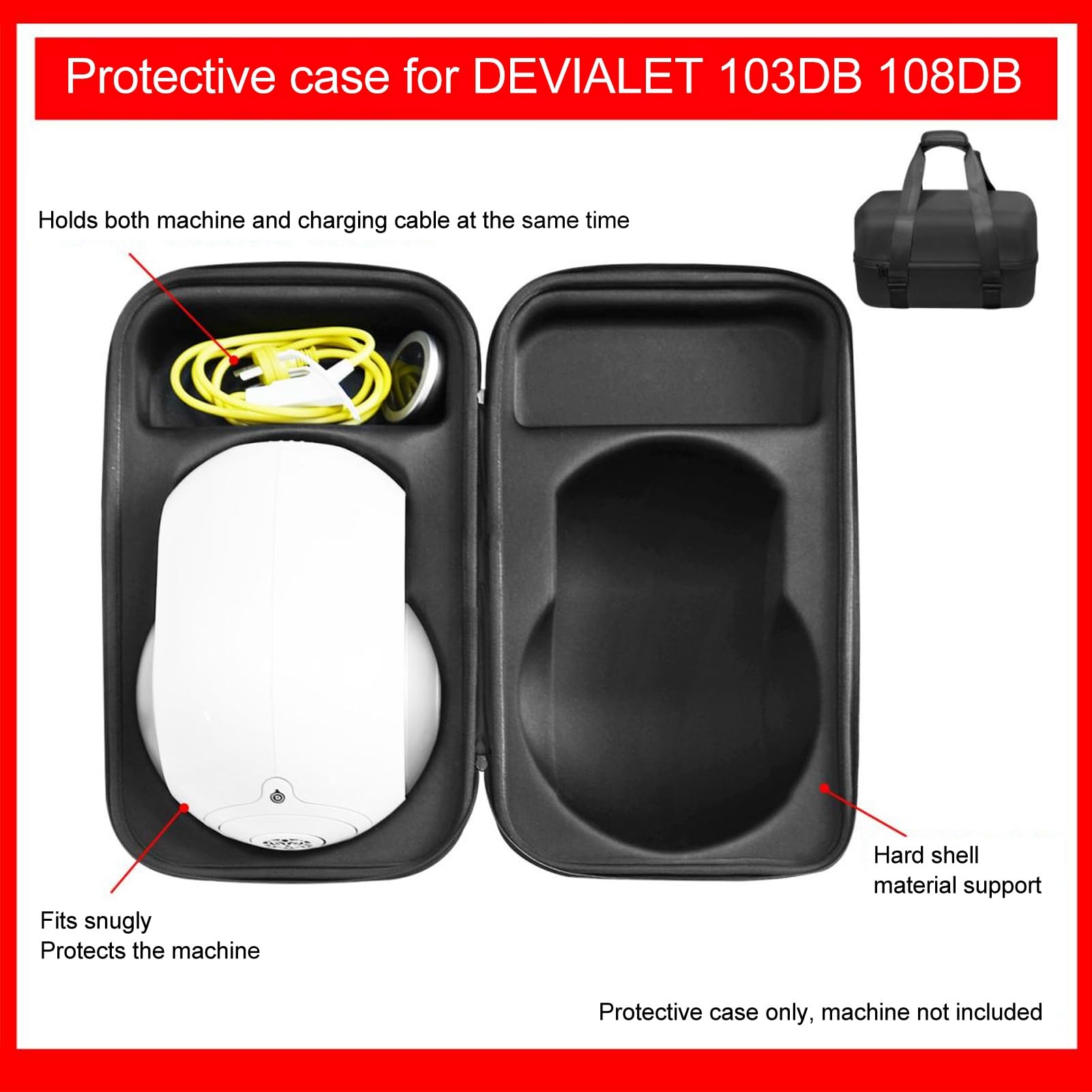 Harte Reisetasche für Kabellose Lautsprecher, Schützende Tragetasche für I 103 DB und 108 DB Kabellose Lautsprecher mit Multifunktionaler Aufbewahrung,