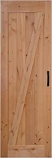 LUBANN 28 in. x 84 in. Urban Style Framed Z-Brace Barn Door Unfinished Hardwood Knotty Alder Solid Wood Dissembled Barn Door Slab with Hardware