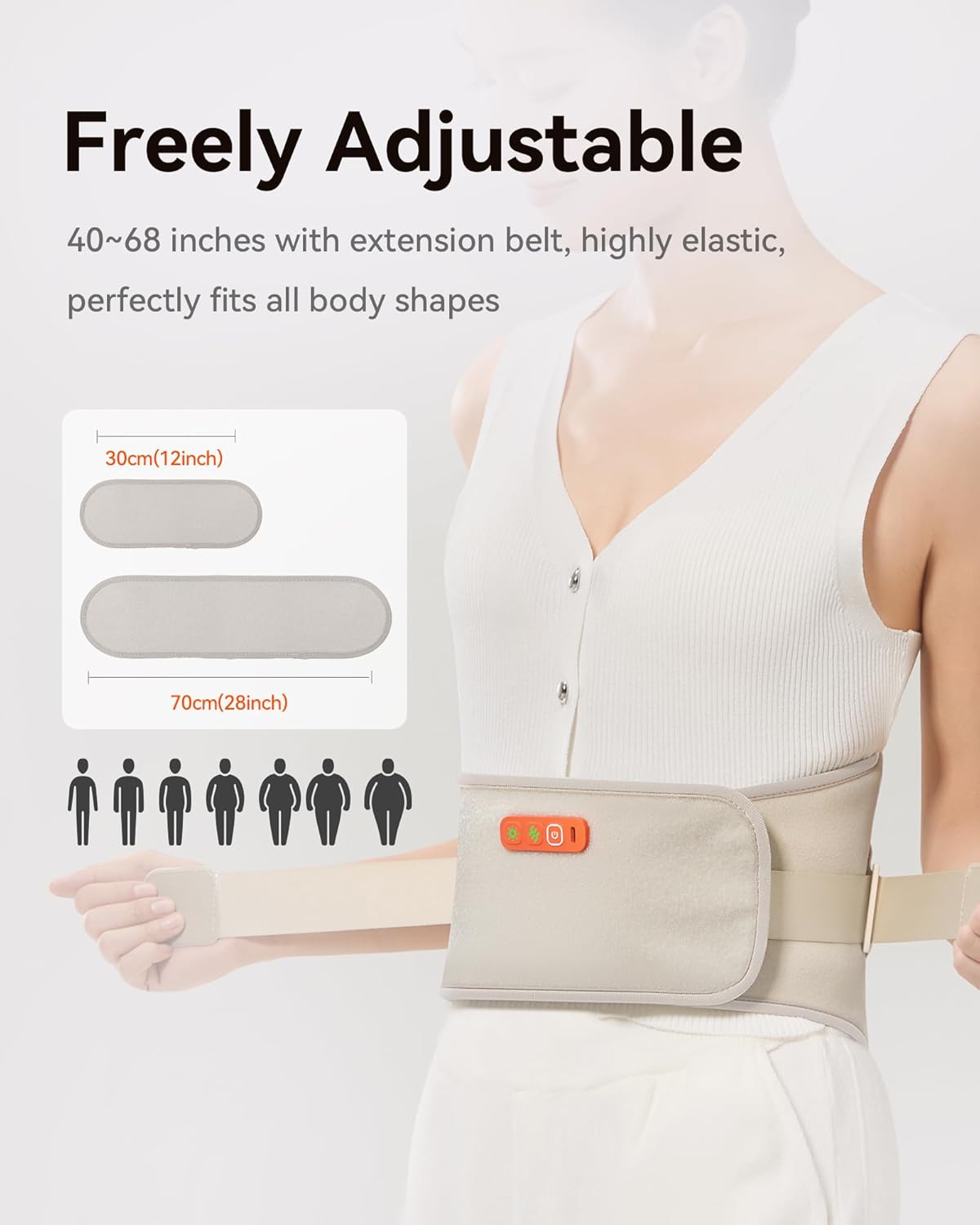 Cordless Heating Pad with Massager for Back Pain Relief: MAXwarm® 4.0, Portable Heated Back Brace with Lumbar Support for Sciatica, Large 8000mAh Battery, for Women Men 70" - Image 7