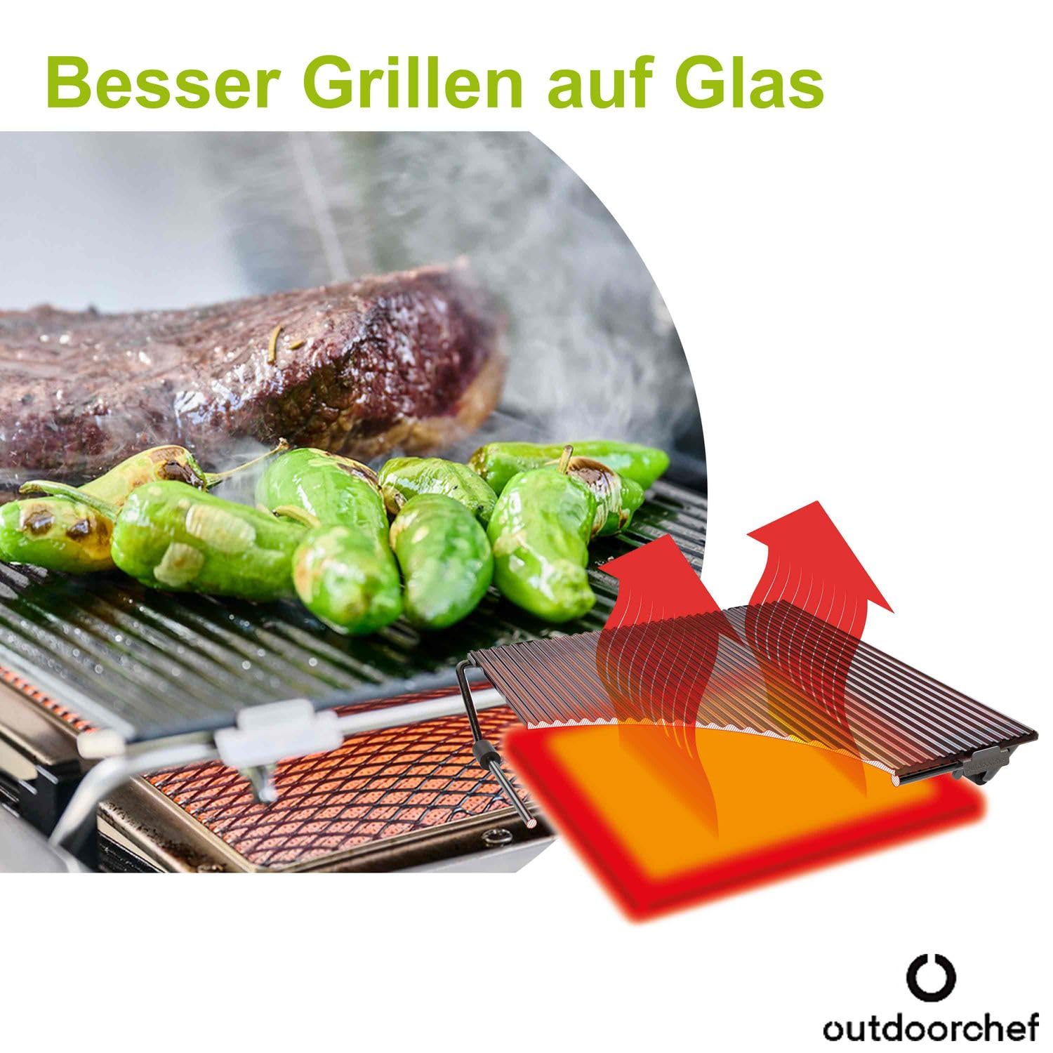 OUTDOORCHEF Blazinglas® L für Napoleon Rogue XT, Freestyle, Dualchef, Broil King Infrarotbrenner, Rösle Prime Zone Videro, Grillfürst G-Modelle, Santos S-Serie, Burnhard Earl