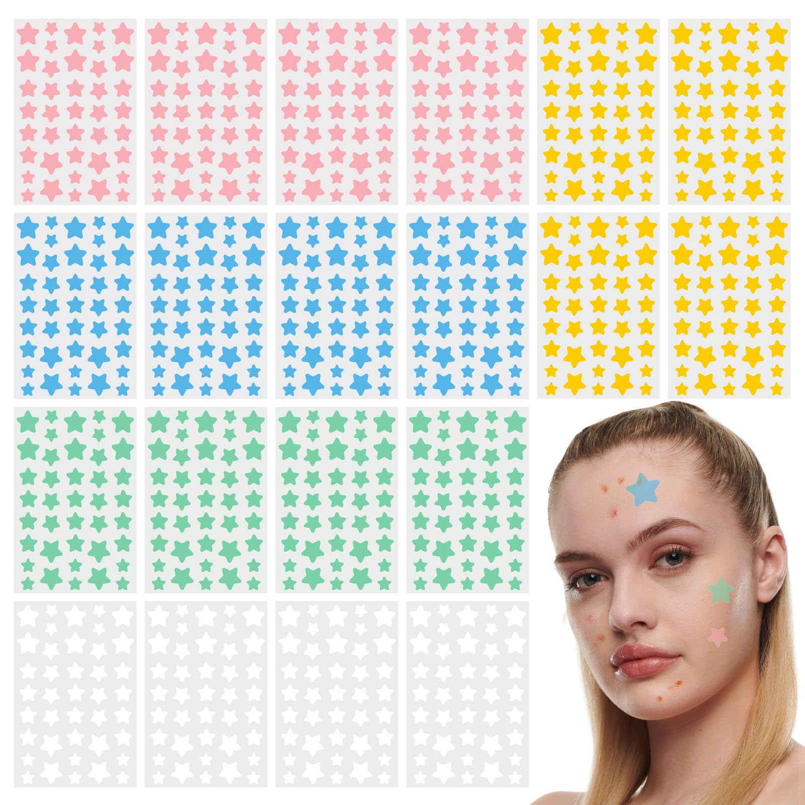 800 Pcs Pimple Patches Stars Star Face Pimple Patches Hydrocolloid Acne Patche Hydrocolloid Containing Tea Tree Oil Invisible