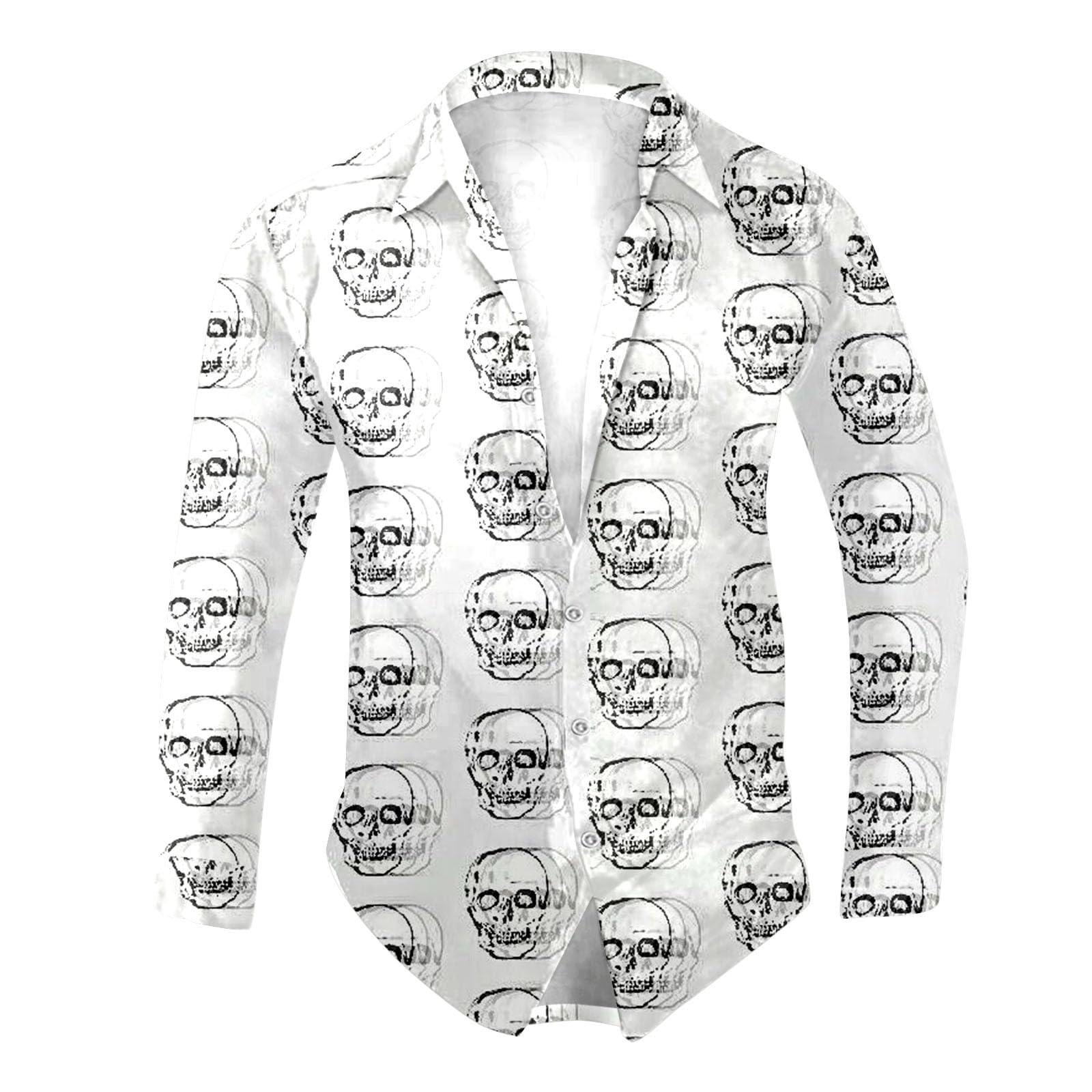 Halloween Herrenhemd – Totenkopf 3D-Druck Mit Blutspritzern, Kurzärmlig, Für Gruselpartys & Festivals