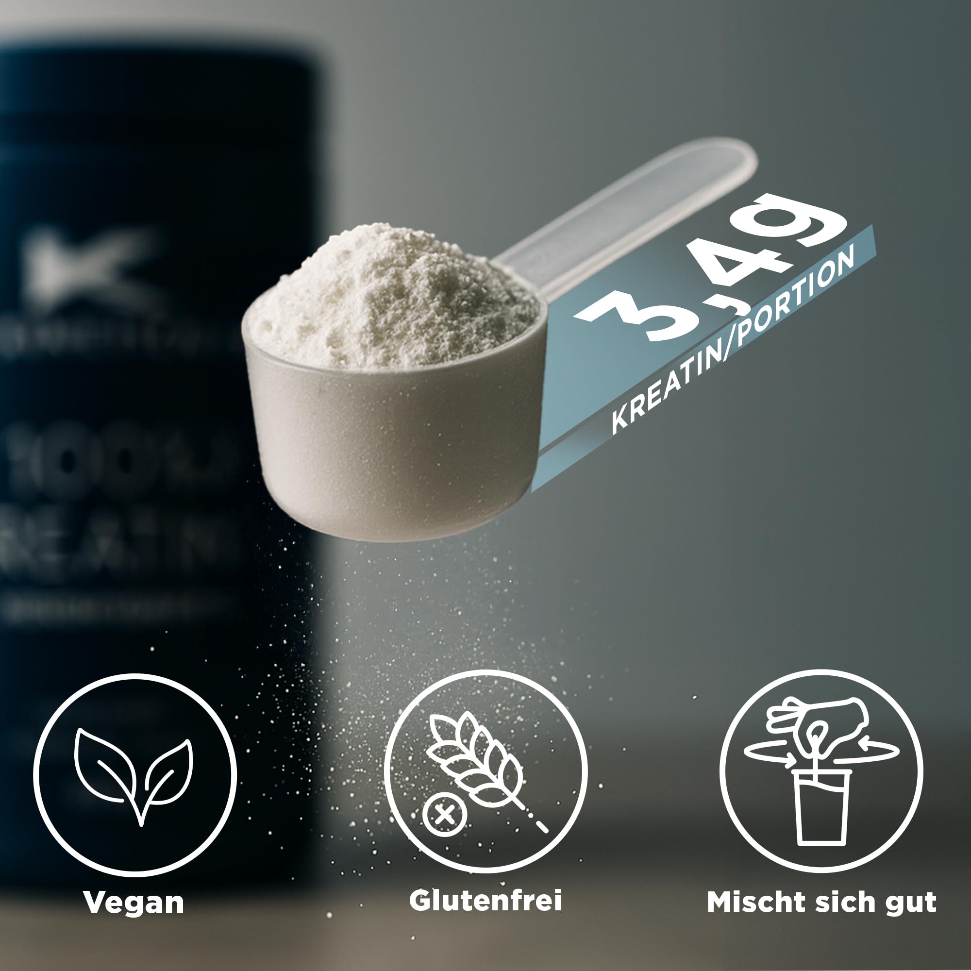 Kinetica Sports Creapure® 100% Kreatin Monohydrat Pulver - Geschmacksneutral | 3.4g Kreatin/Portion, 147 Portionen/500g Packung | Vegan & Glutenfrei | Unterstützt Leistungsfähigkeit & Muskelkraft