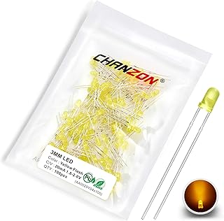 Chanzon 100 Stück 3mm blinkende gelbe LED-Dioden lichter 1,5 Hz blinkend (gestreute Linse mattiert rund DC 2V 20mA) Helle ...